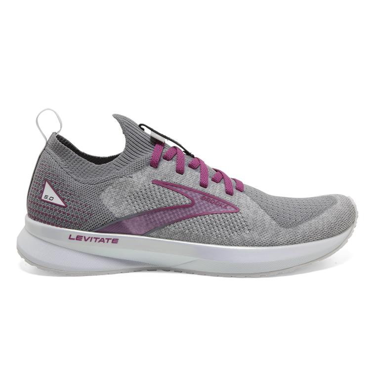 Brooks Womens Levitate Stealthfit 5 Energy Return Road Running Shoes - White/Grey/Baton Rouge (04175